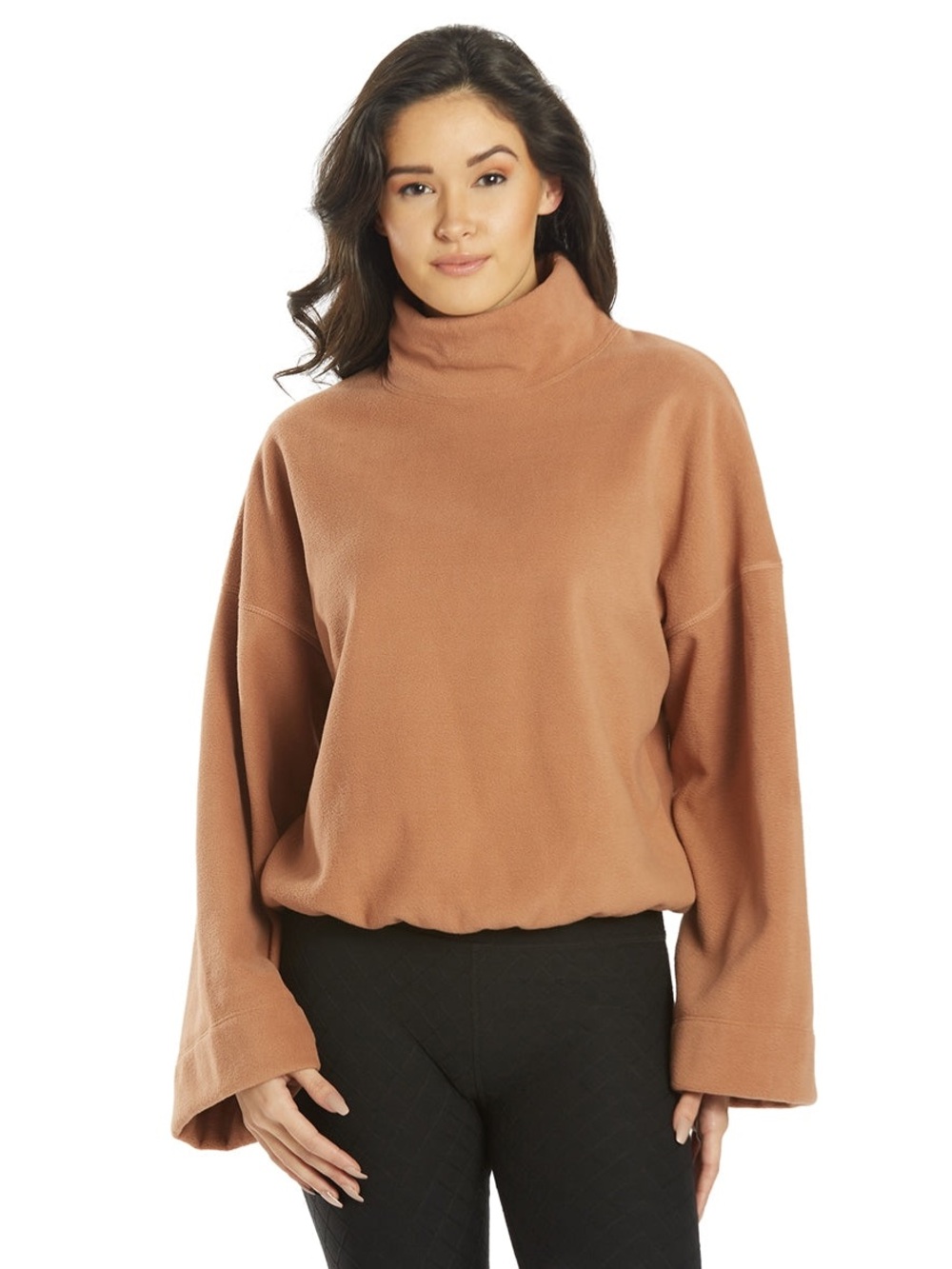 Beyond Yoga Plushfleece Back East Pullover Sepia Brown Small Made in USA